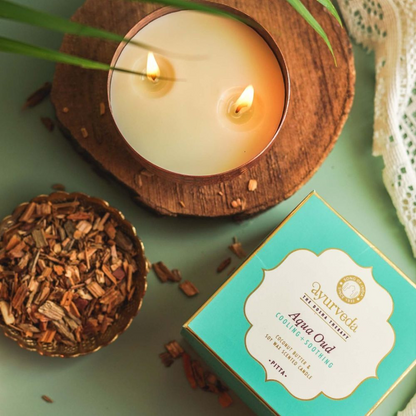 Vela Aromatica Ayurveda de Dos Mechas Agua Marina | Song of India