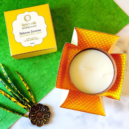 Vela Aromatica Ayurveda de Dos Mechas Flor de Jazmin | Song of India
