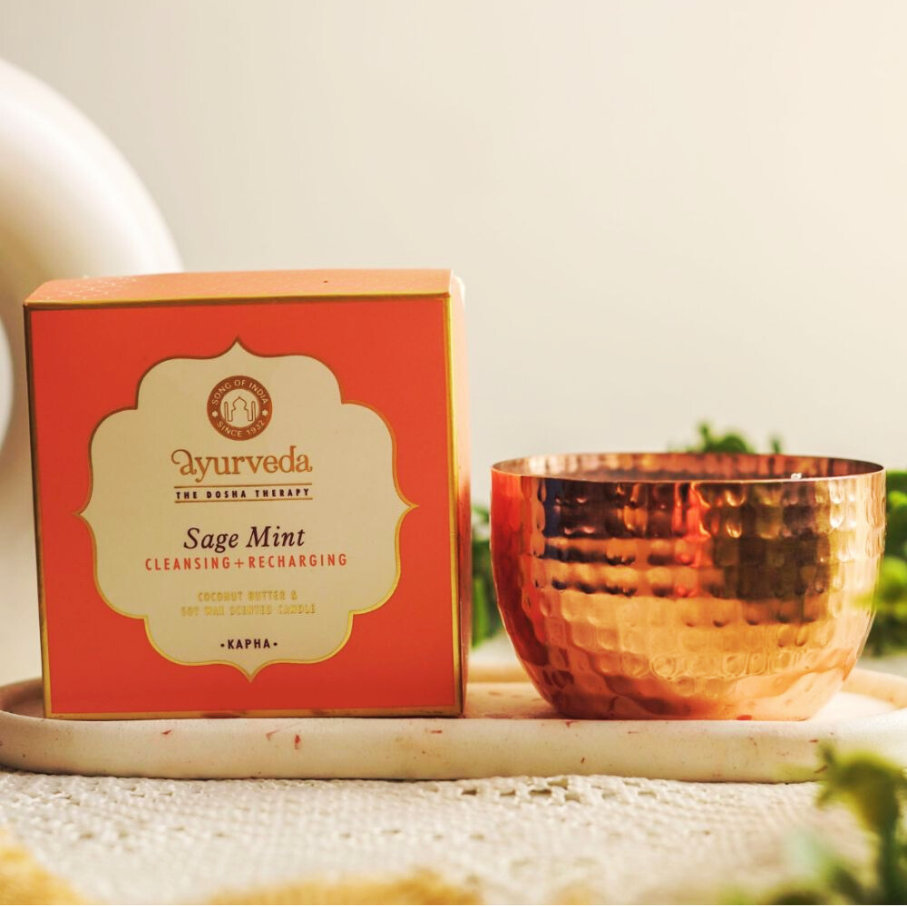 Vela Aromatica Ayurveda de Dos Mechas Salvia Blanca y Menta | Song of India